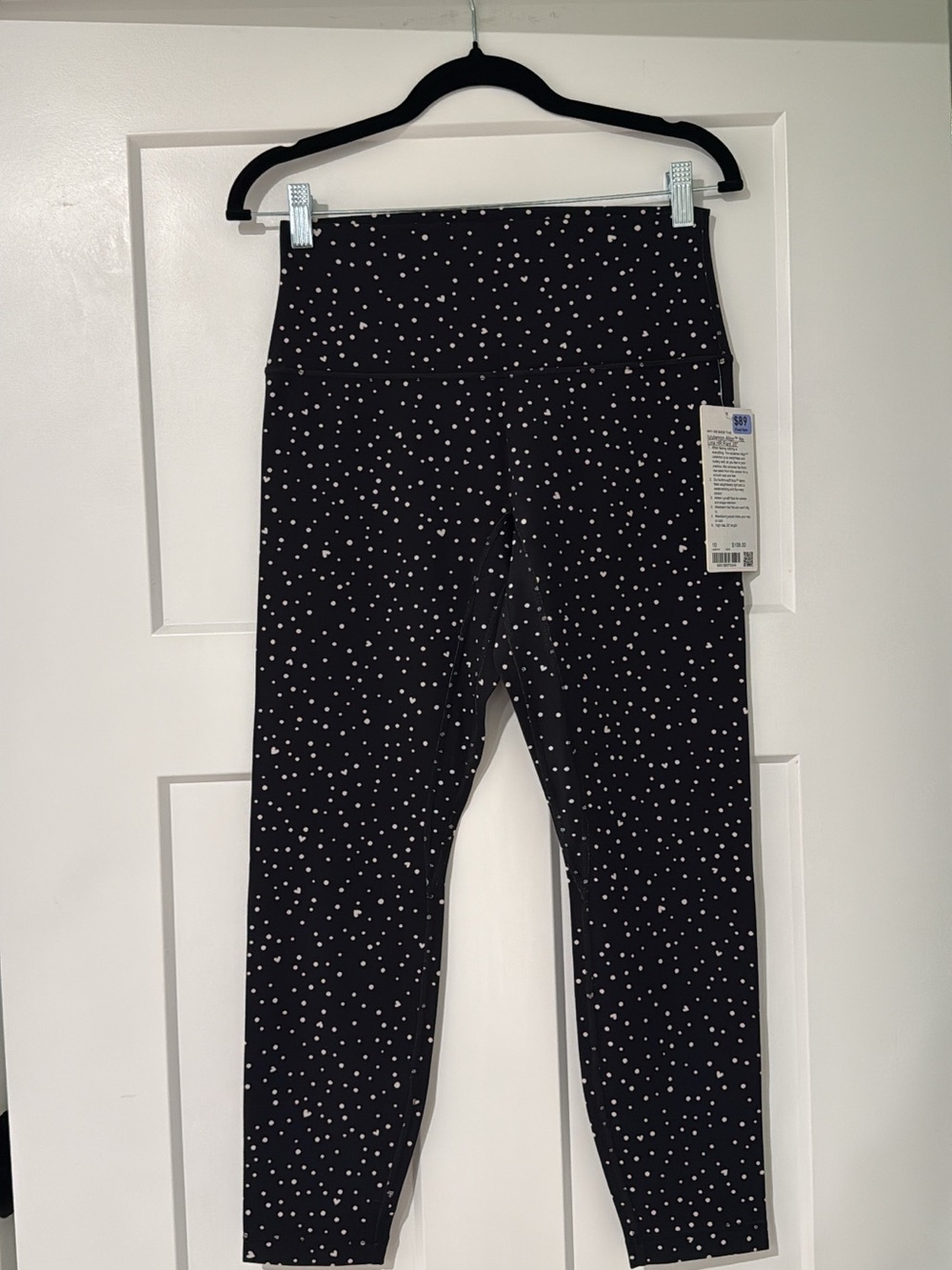 NWT Lululemon Size 10 Align No Line 25” Leggings Black Hearts Dot Print